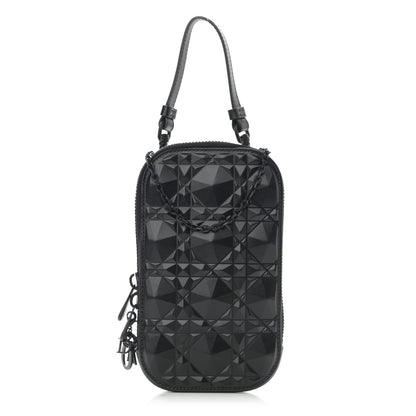 Christian Dior Calfskin Cannage Diamond Cannage Phone Holder Black 1 of 10