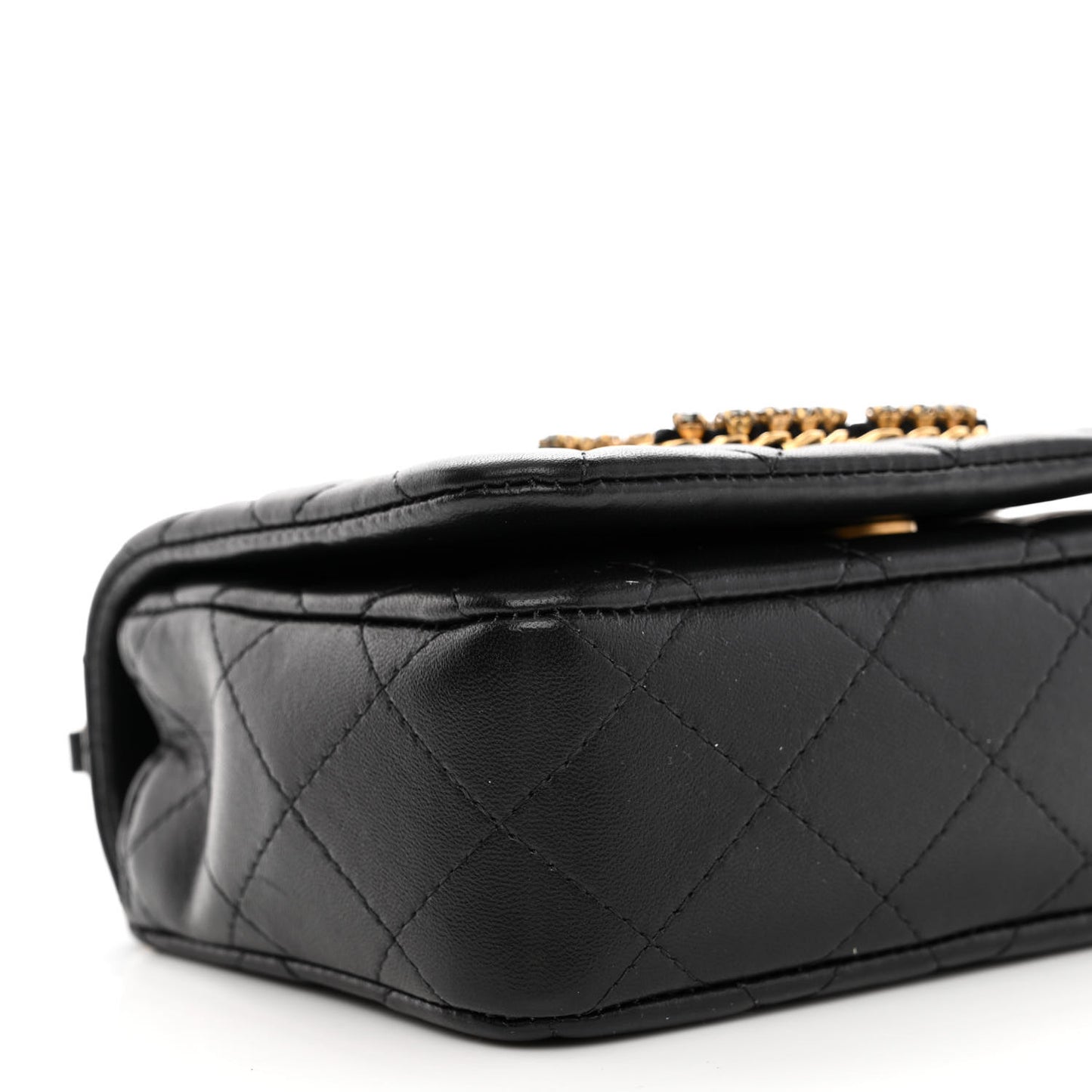 Lambskin Quilted Crystal CC Mini Flap Black