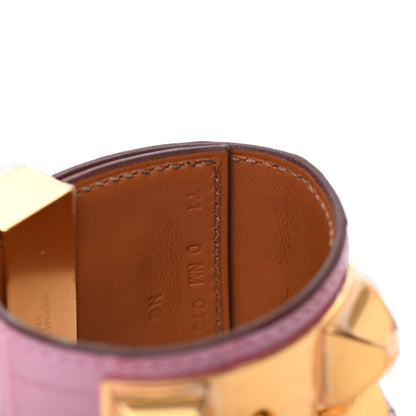 Hermes Matte Alligator Collier De Chien CDC Bracelet T1 5P Pink 5 of 6