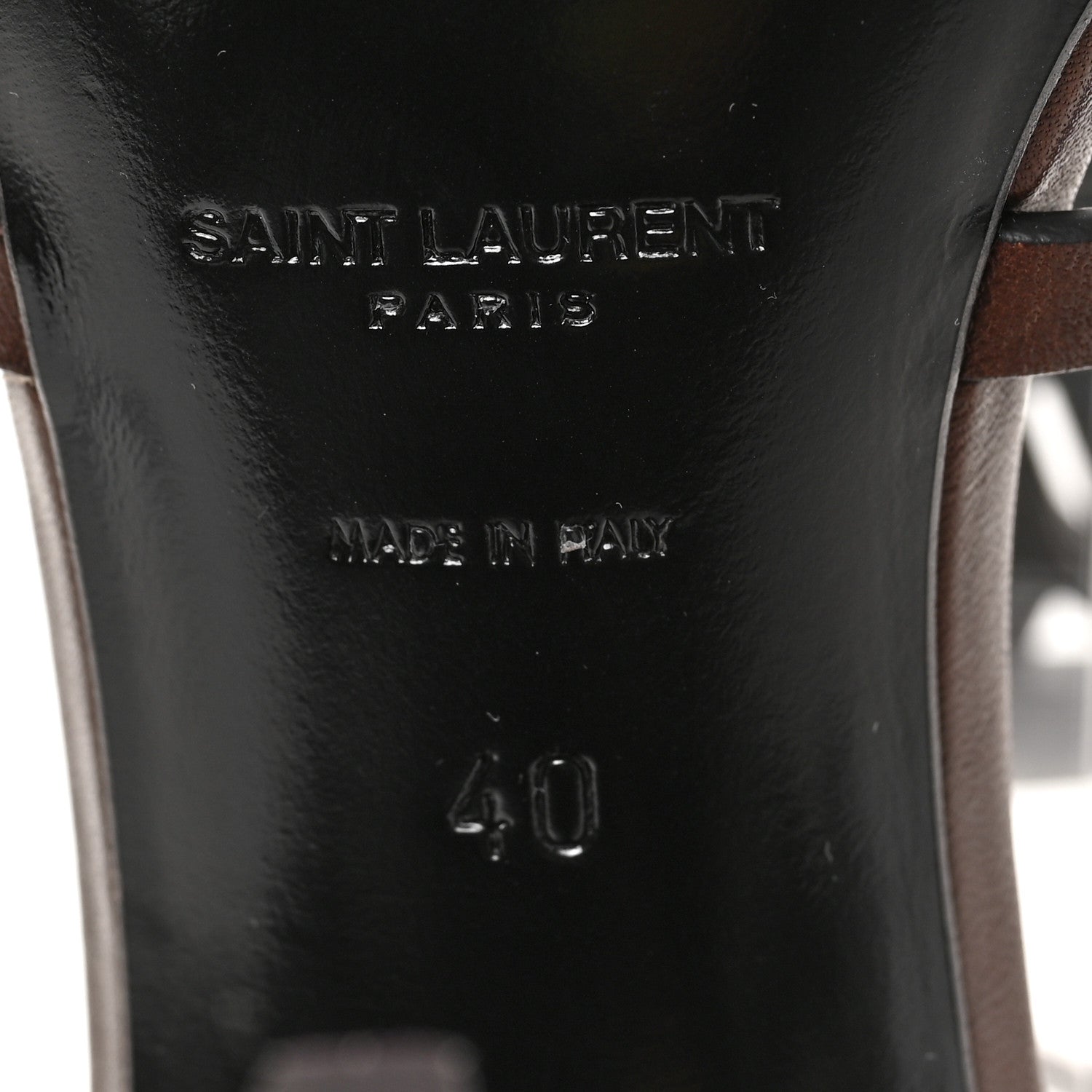 Saint Laurent Calfskin Cassandra 100 Sandals 40 Brown 7 of 7