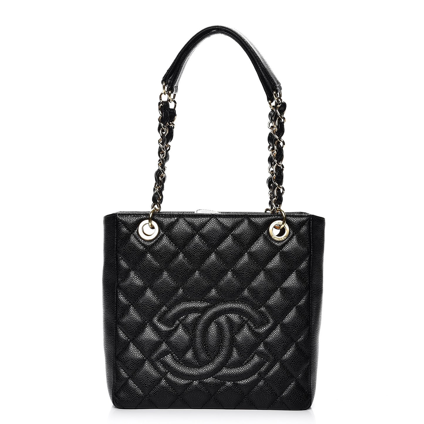 Caviar Quilted Petit Shopping Tote PST Black