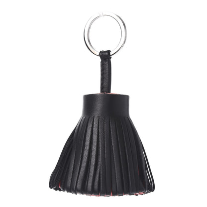 Hermes Lambskin Bi-Color Carmen Tassel Key Holder Black Rouge Indienne 1 of 3