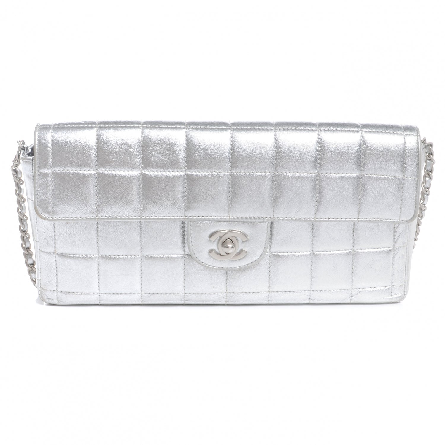 Chanel Lambskin East West Chocolate Bar Flap Silver 1 of 8