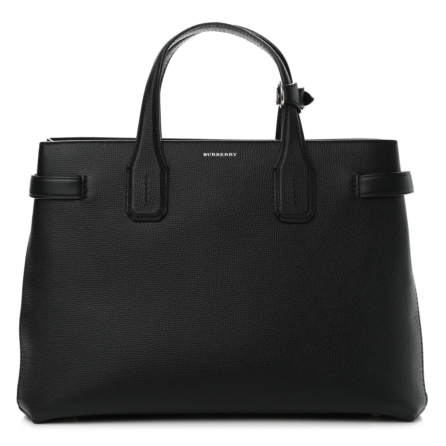 Burberry Derby Calfskin Vintage Check Medium Banner Tote Black 1 of 11