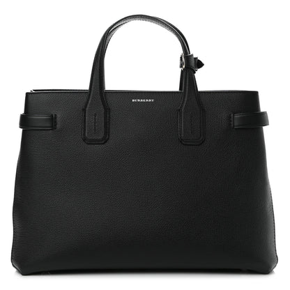 Burberry Derby Calfskin Vintage Check Medium Banner Tote Black 1 of 11