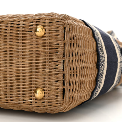Christian Dior Wicker Oblique Basket Bag Blue 10 of 11
