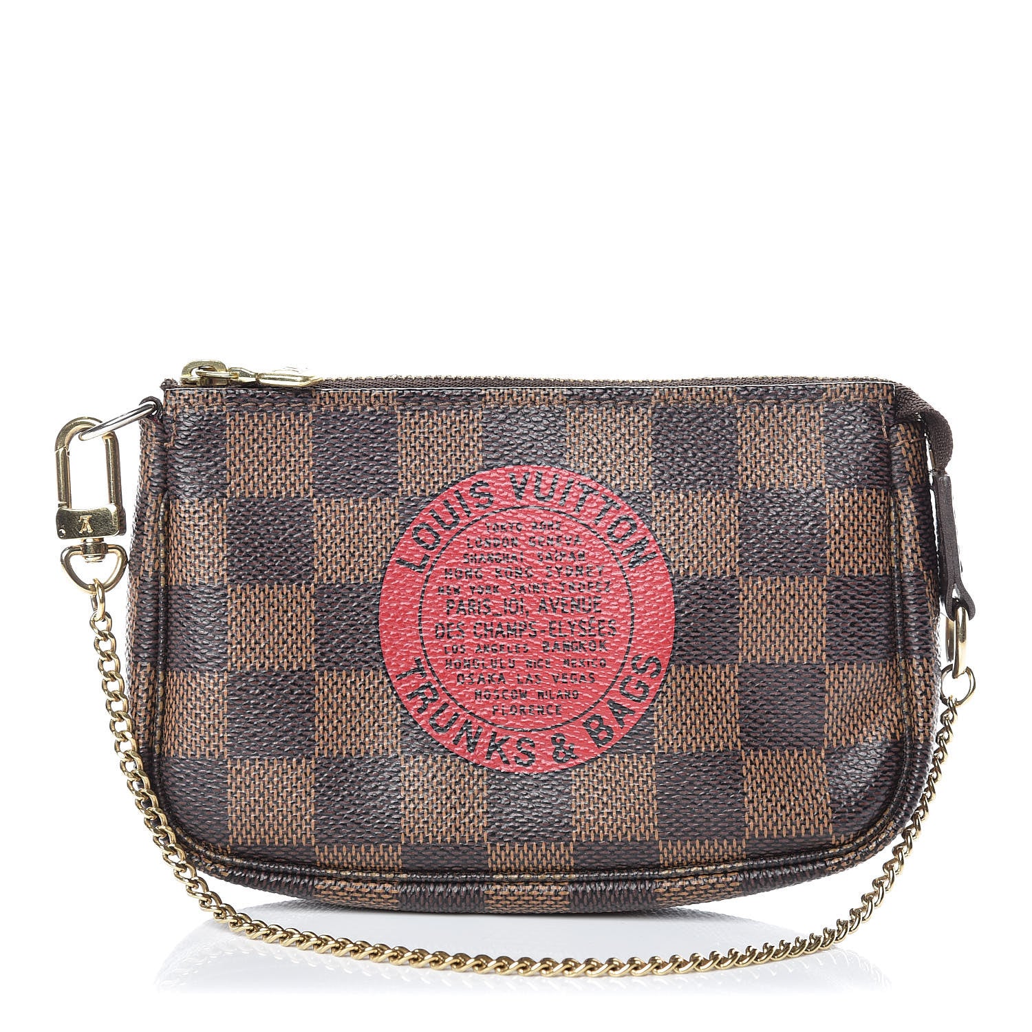 Louis Vuitton Damier Ebene Complice Trunks and Bags Mini Pochette Accessories Red 1 of 7