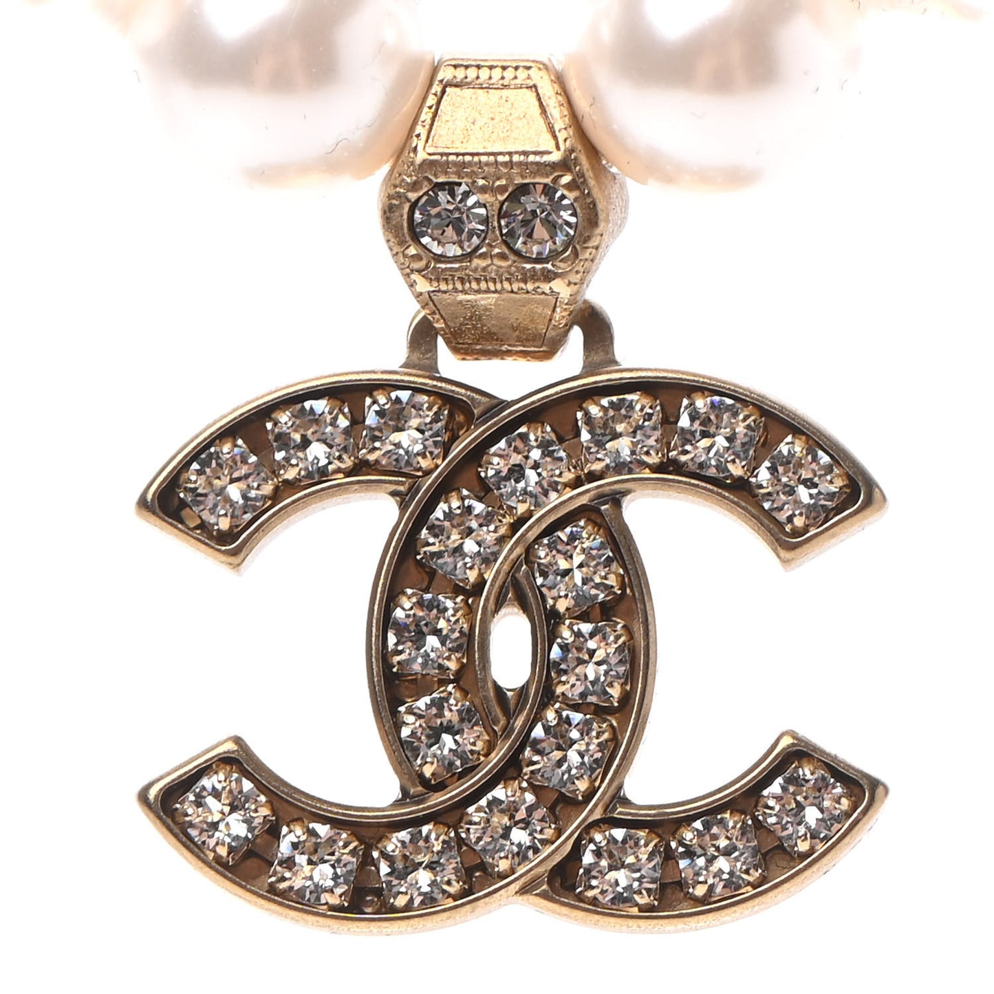 Pearl Crystal CC Short Necklace Gold