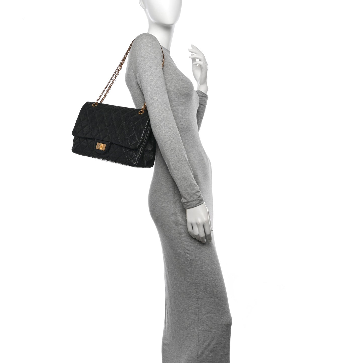 Aged Calfskin Quilted 2.55 Reissue 227 Flap Black