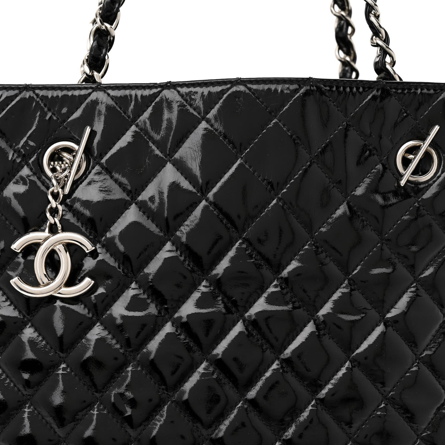 Chanel Patent Quilted Large Shopping Tote Black 8 of 18