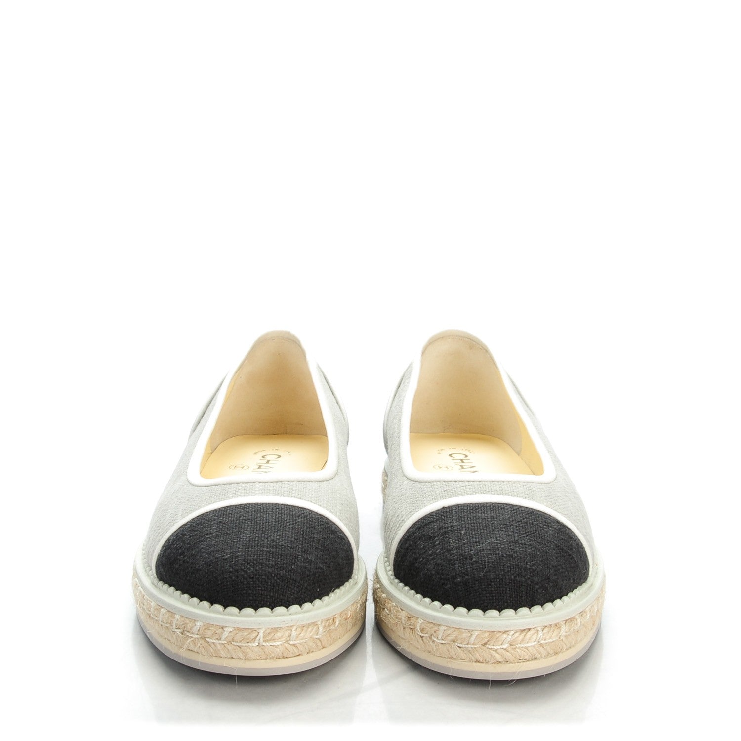 Chanel Cotton Cap Toe Espadrilles 40 Grey Black 2 of 9