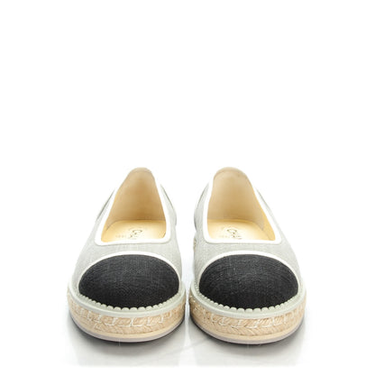 Chanel Cotton Cap Toe Espadrilles 40 Grey Black 2 of 9