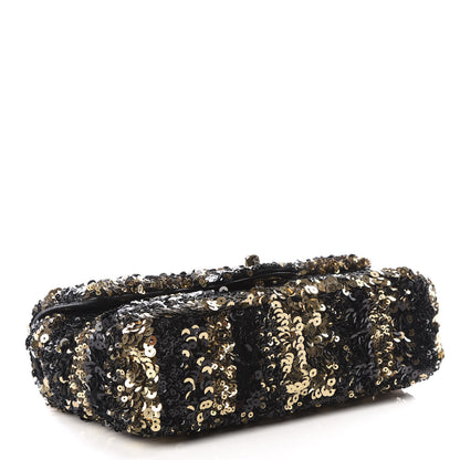 Chanel Sequin Striped Classic Mini Flap Black Gold 3 of 9