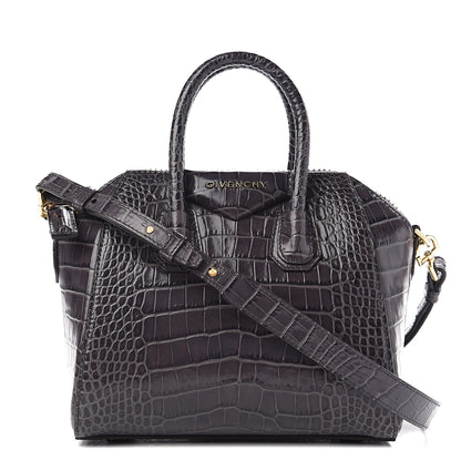 Givenchy Calfskin Crocodile Embossed Mini Antigona Storm Grey 1 of 8