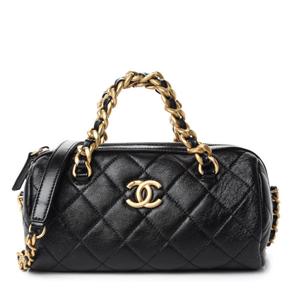 Chanel Shiny Lambskin Quilted Small Fashion Therapy Bowling Bag Black 1 of 10