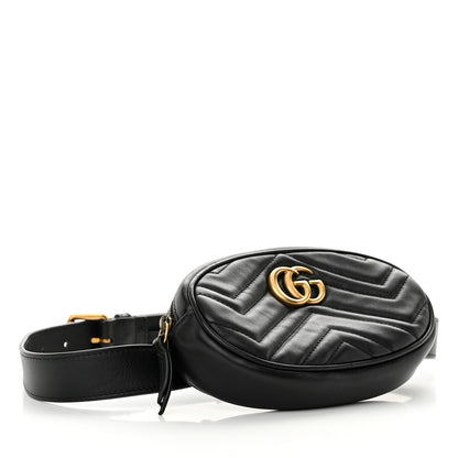 Gucci Calfskin Matelasse GG Marmont Belt Bag 85 34 Black 4 of 14