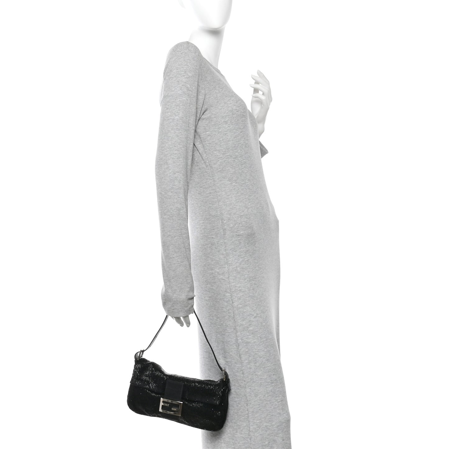 Sequin Beaded Baguette Black