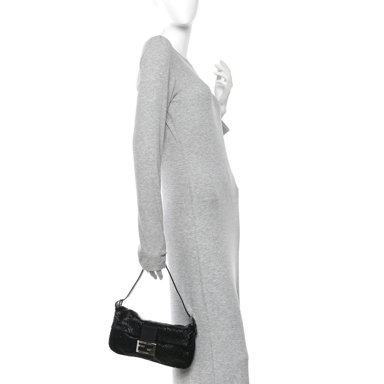 Fendi Sequin Beaded Baguette Black 2 of 12