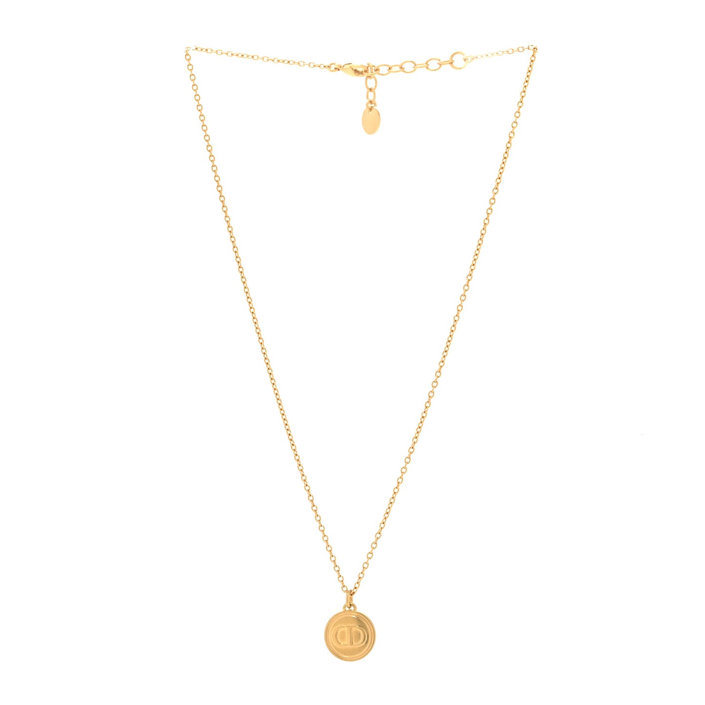 Metal CD Logo Necklace Gold