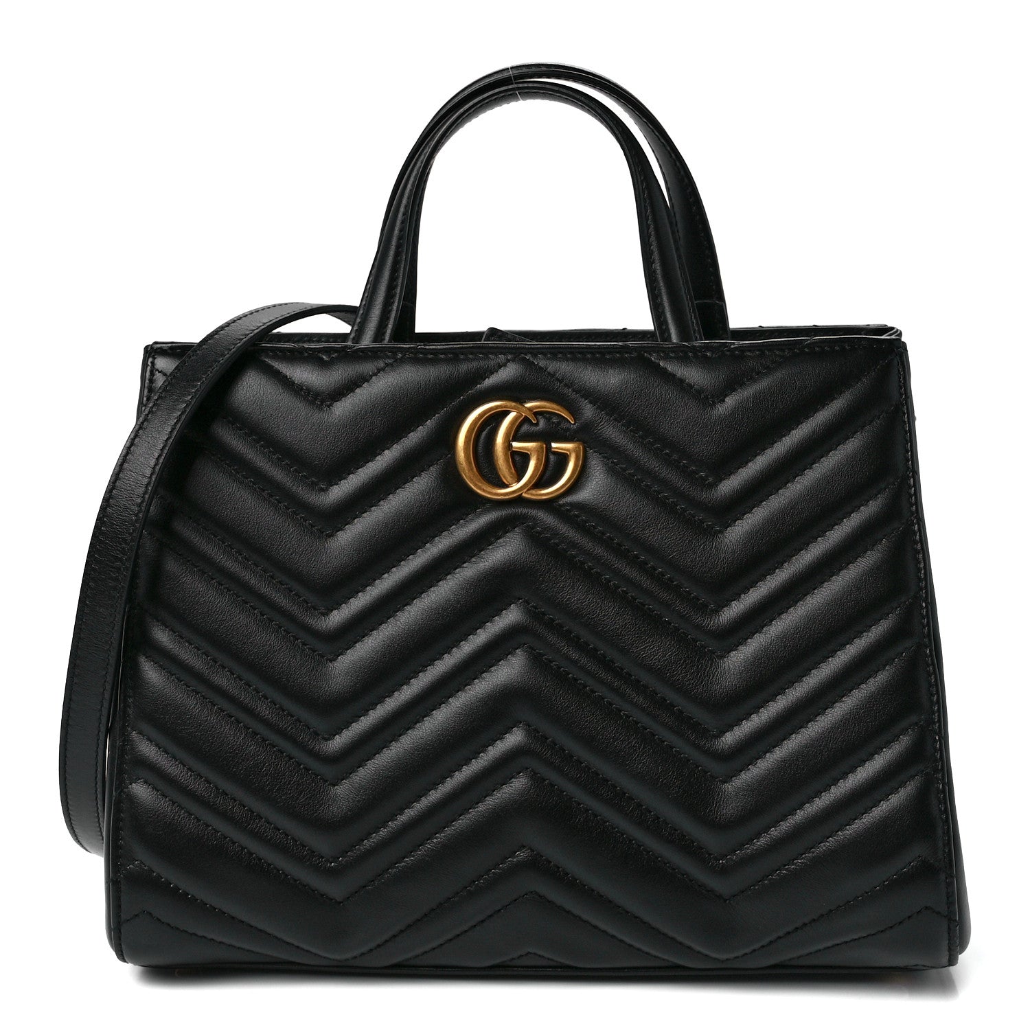Gucci Calfskin Matelasse Small GG Marmont Tote Black 1 of 12