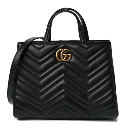 Gucci Calfskin Matelasse Small GG Marmont Tote Black 1 of 12