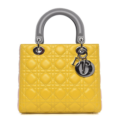 Christian Dior Lambskin Cannage Medium Tri-Color Lady Dior Bright Yellow 1 of 8