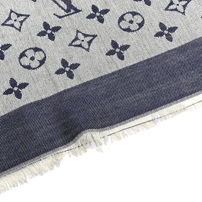 Louis Vuitton Silk Wool Monogram Denim Shawl Blue 4 of 4