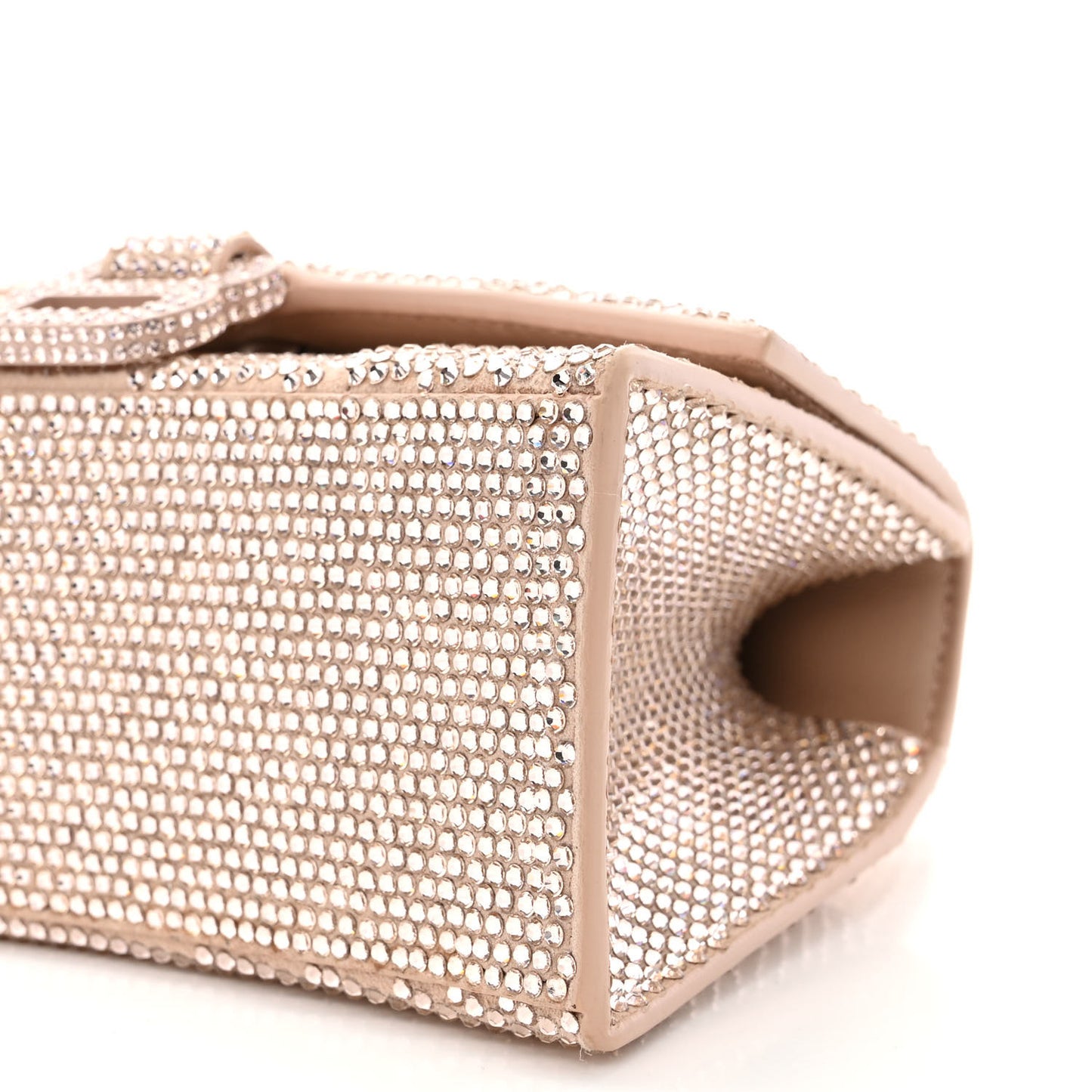 Strass Suede Hourglass Top Handle Bag XS Rose Gold