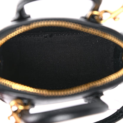 Balenciaga Grained Calfskin Logo Mini Ville Top Handle Bag Black White 5 of 10