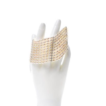 Tiffany Sterling Silver Freshwater Pearl 4.5mm Ziegfeld 10 Strand Bracelet 2 of 6