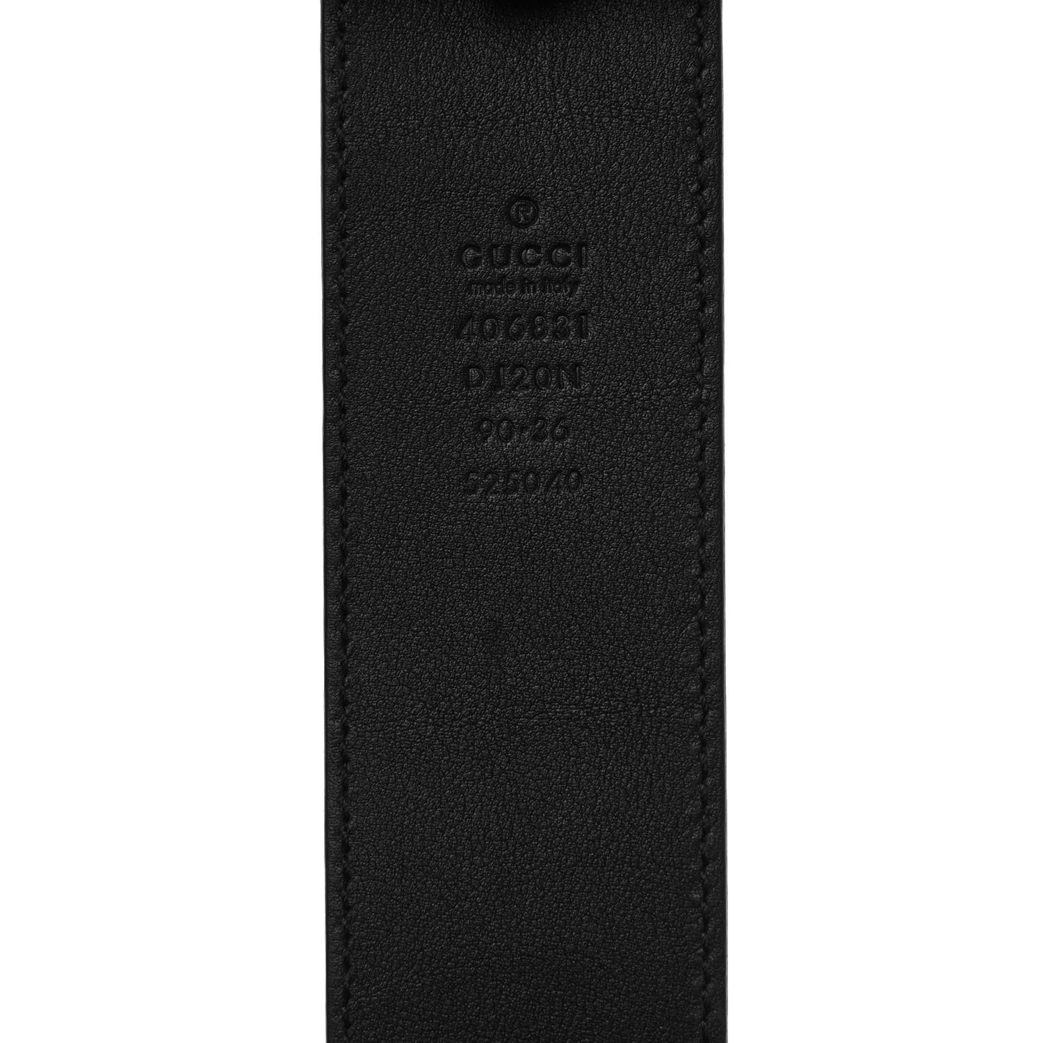 Gucci Textured Dollar Calfskin Nickel Double G 40mm Belt 90 36 Black 3 of 4