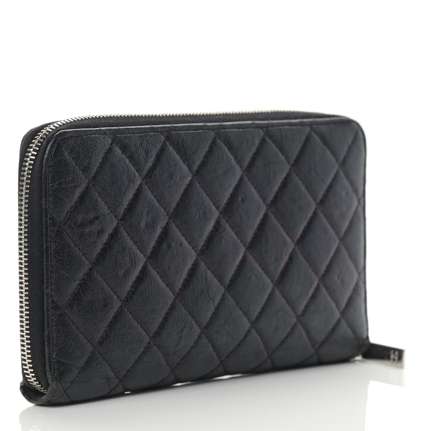 Chanel Calfskin Quilted Large Zip Around Organizer Wallet Black 3 of 16