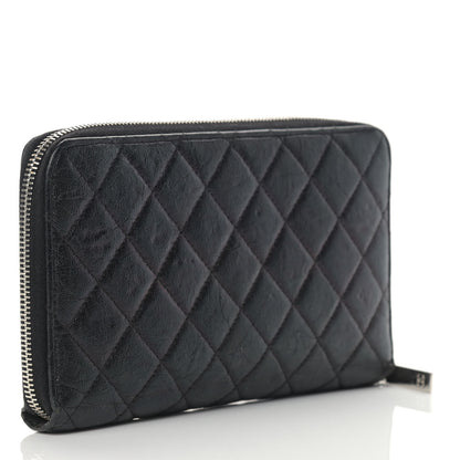Chanel Calfskin Quilted Large Zip Around Organizer Wallet Black 3 of 16