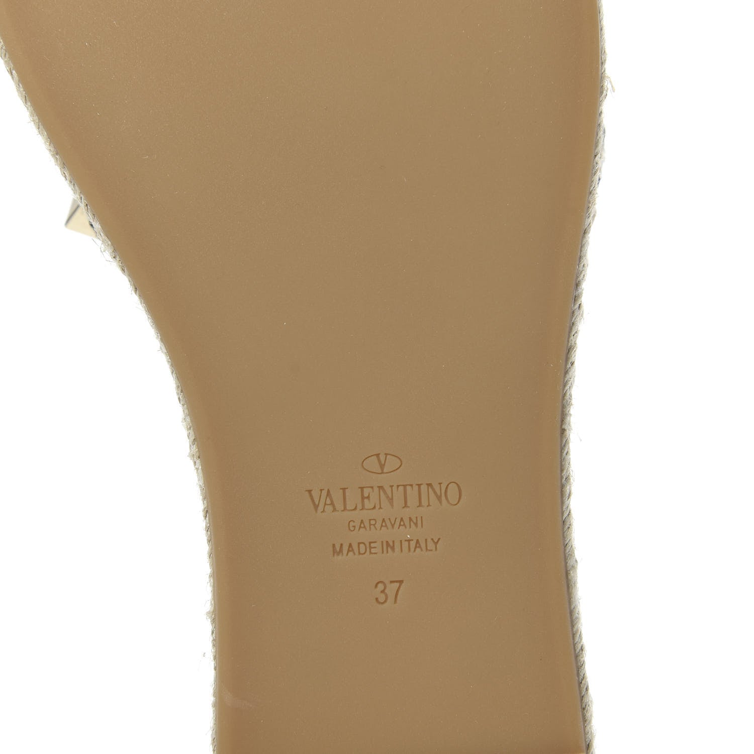 Valentino Garavani Grained Calfskin Rockstud Espadrille Flat Slide Sandals 37 Black 7 of 8