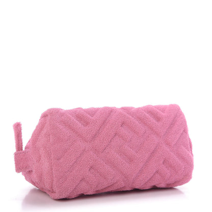 Fendi Terry Cloth Vitello Century Matte FF 1974 Embossed Small Trapezoid Beauty Pouch Lollypop 4 of 10
