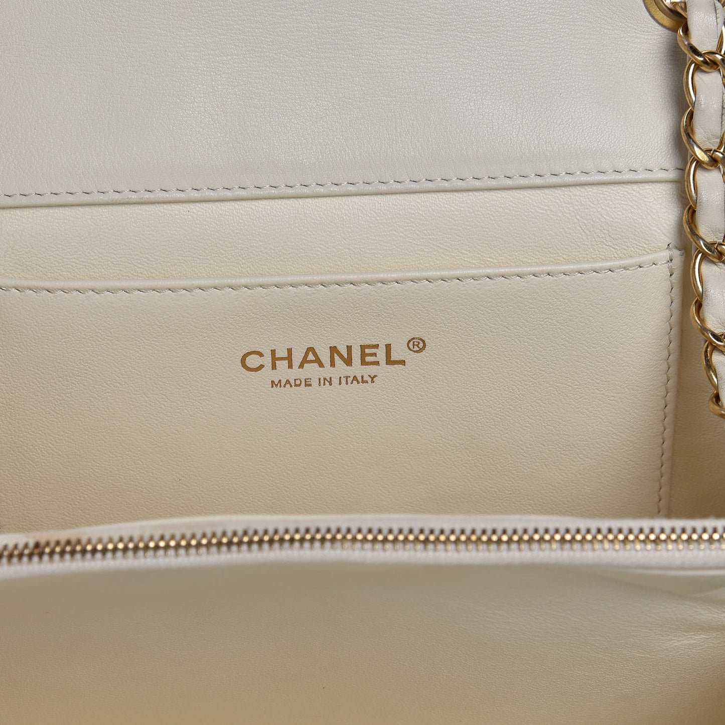 Calfskin Stitched Thin City Flap White