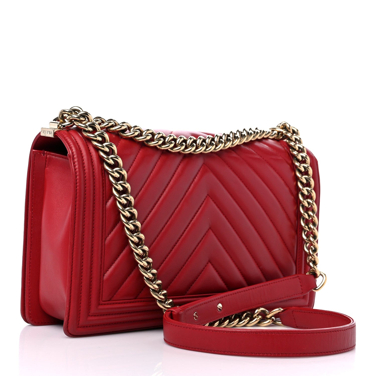 Chanel Lambskin Chevron Quilted New Medium Boy Flap Red 3 of 12