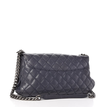 Chanel Metallic Caviar Quilted Flap Navy Blue 3 of 10