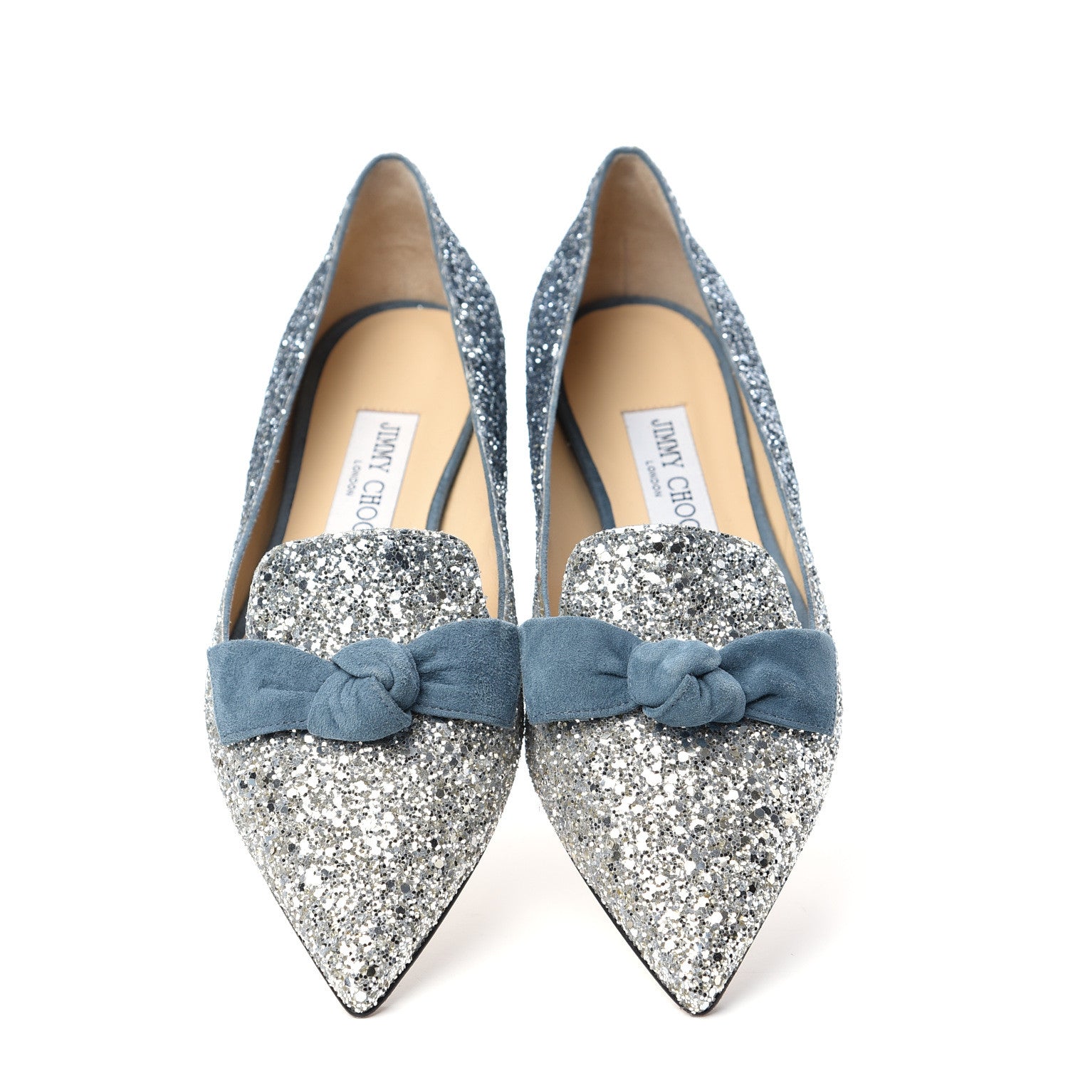 Jimmy Choo Glitter Degrade Fireball Gabie Flats 37.5 Silver Dusk Blue 5 of 10
