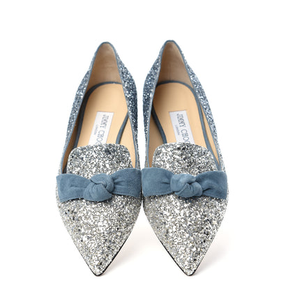Jimmy Choo Glitter Degrade Fireball Gabie Flats 37.5 Silver Dusk Blue 5 of 10