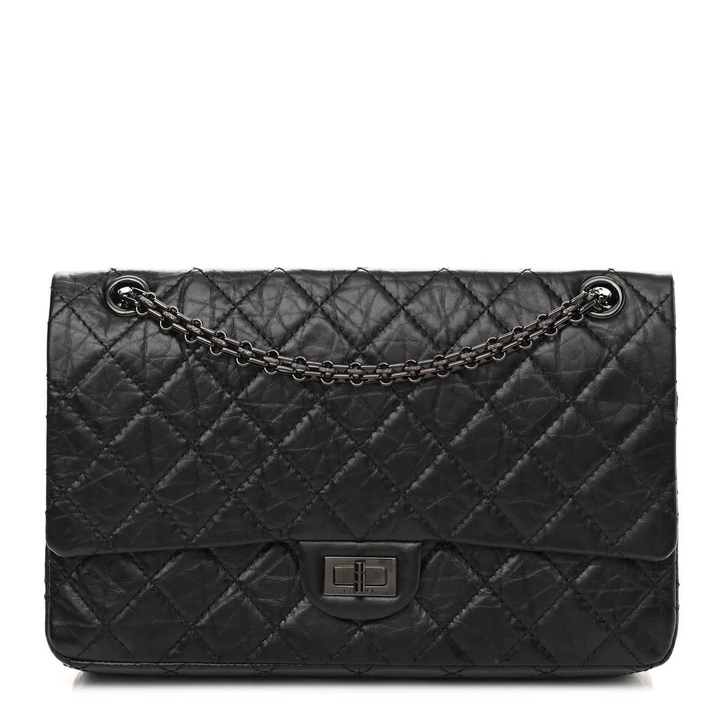 Aged Calfskin Quilted 2.55 Reissue 226 Flap So Black