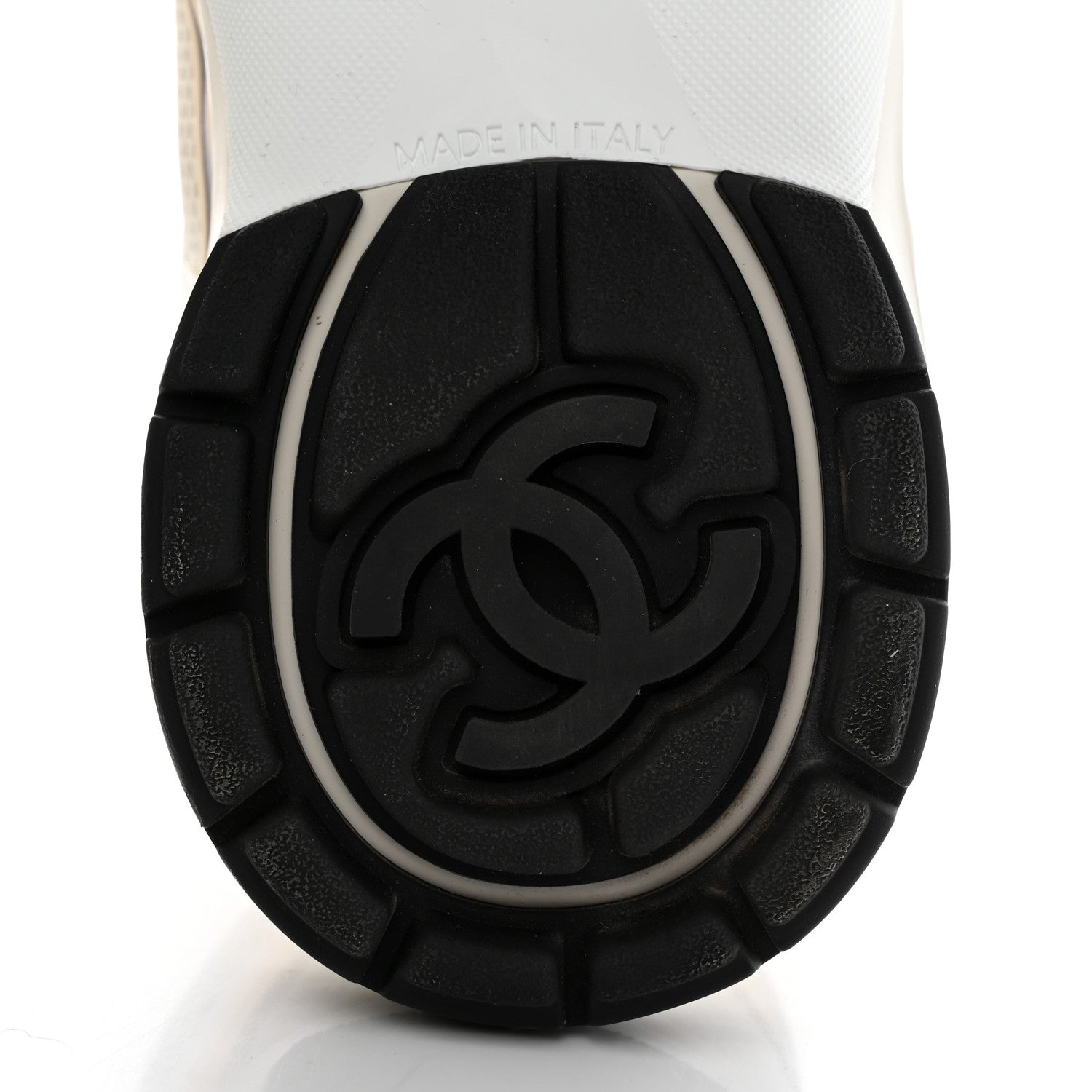 Chanel Fabric Laminated Calfskin Stretch CC Womens Sneakers 37 White Gold Silver 8 of 8