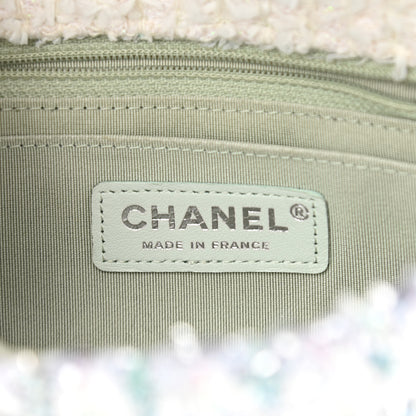 Chanel Tweed Quilted Mini Rectangular Flap Light Green Silver White 6 of 11