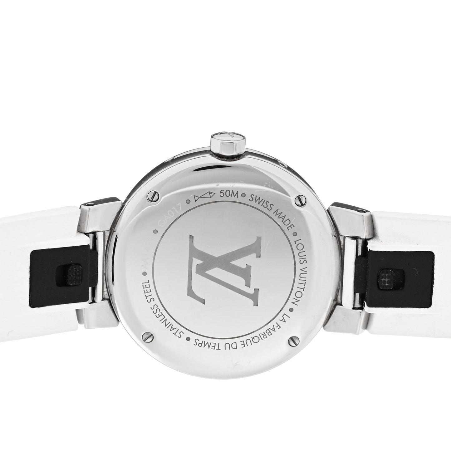 Stainless Steel Rubber Diamond 28mm Tambour Moon Divine Quartz Watch White