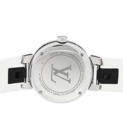 Louis Vuitton Stainless Steel Rubber Diamond 28mm Tambour Moon Divine Quartz Watch White 4 of 4