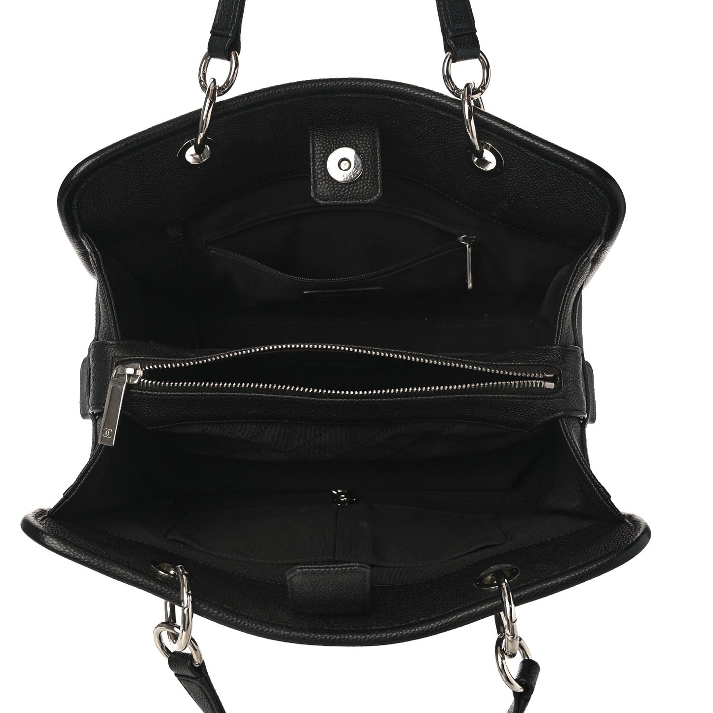 Caviar Stitched Shopping Tote Black