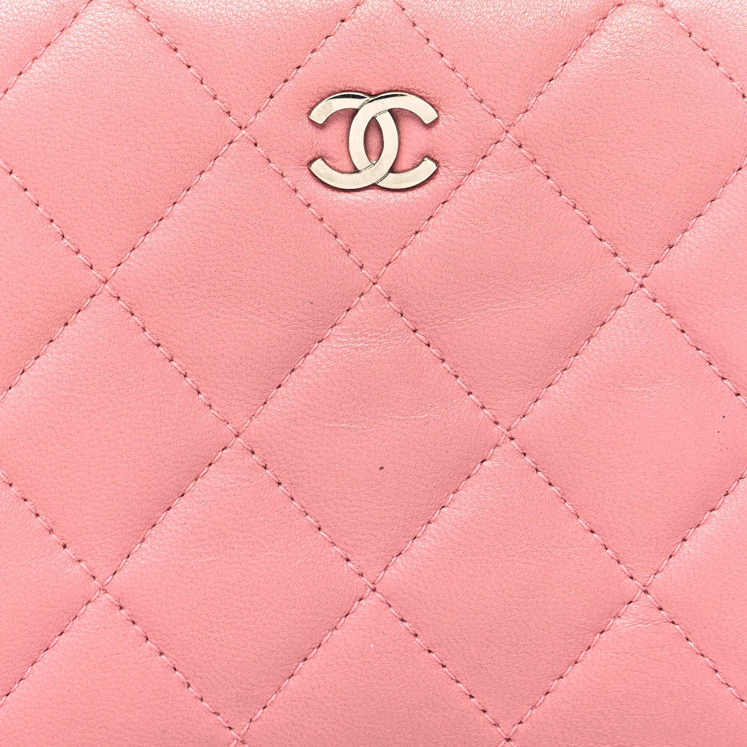Chanel Lambskin Quilted Large Gusset Zip Around Wallet Pink 10 of 15