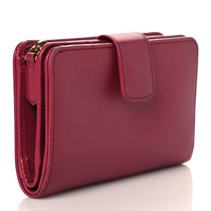 Prada Saffiano Metal Compact Wallet Peonia 3 of 7