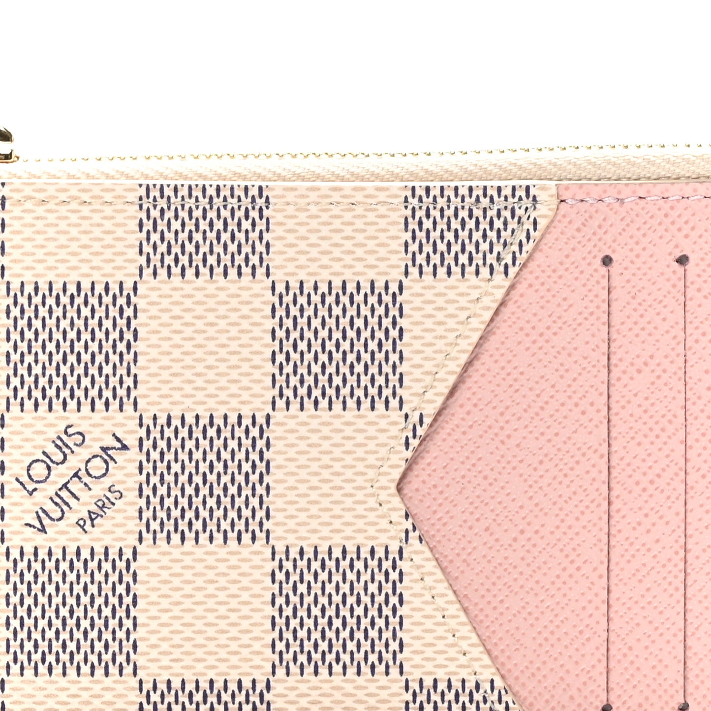 Damier Azur Zipped Romy Card Holder  Rose Ballerine