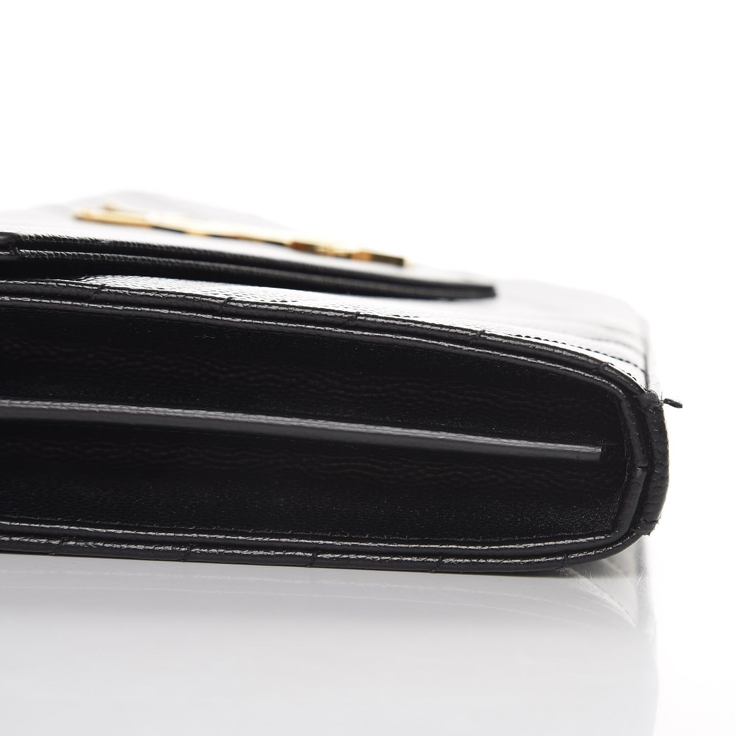 Saint Laurent Grain De Poudre Matelasse Chevron Monogram Chain Wallet Black 8 of 8